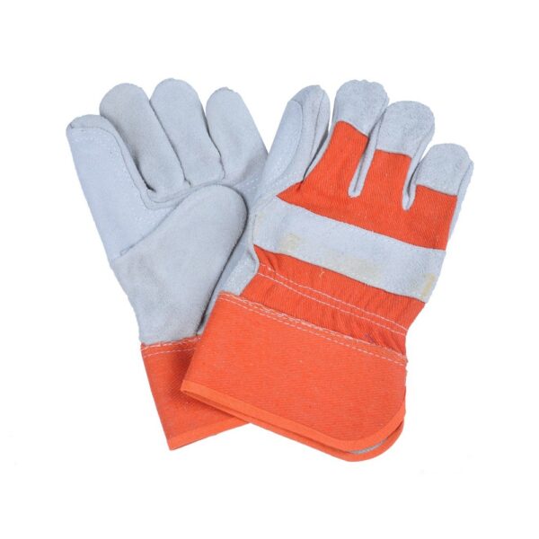 Rigger Work Glove, Made of Cow Split Leather, Rubberized Cuff, Fleece Lining, Size 10.50"